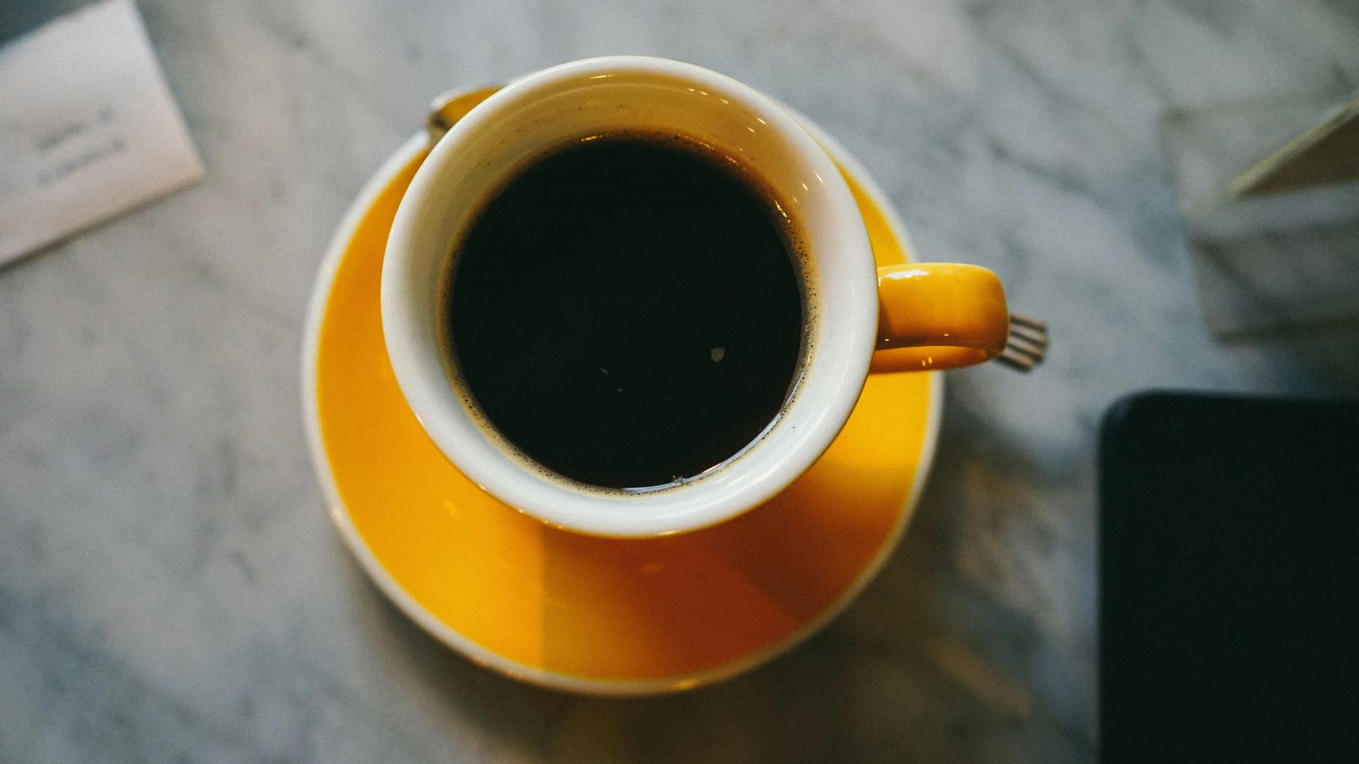 coffee in an orange mug
