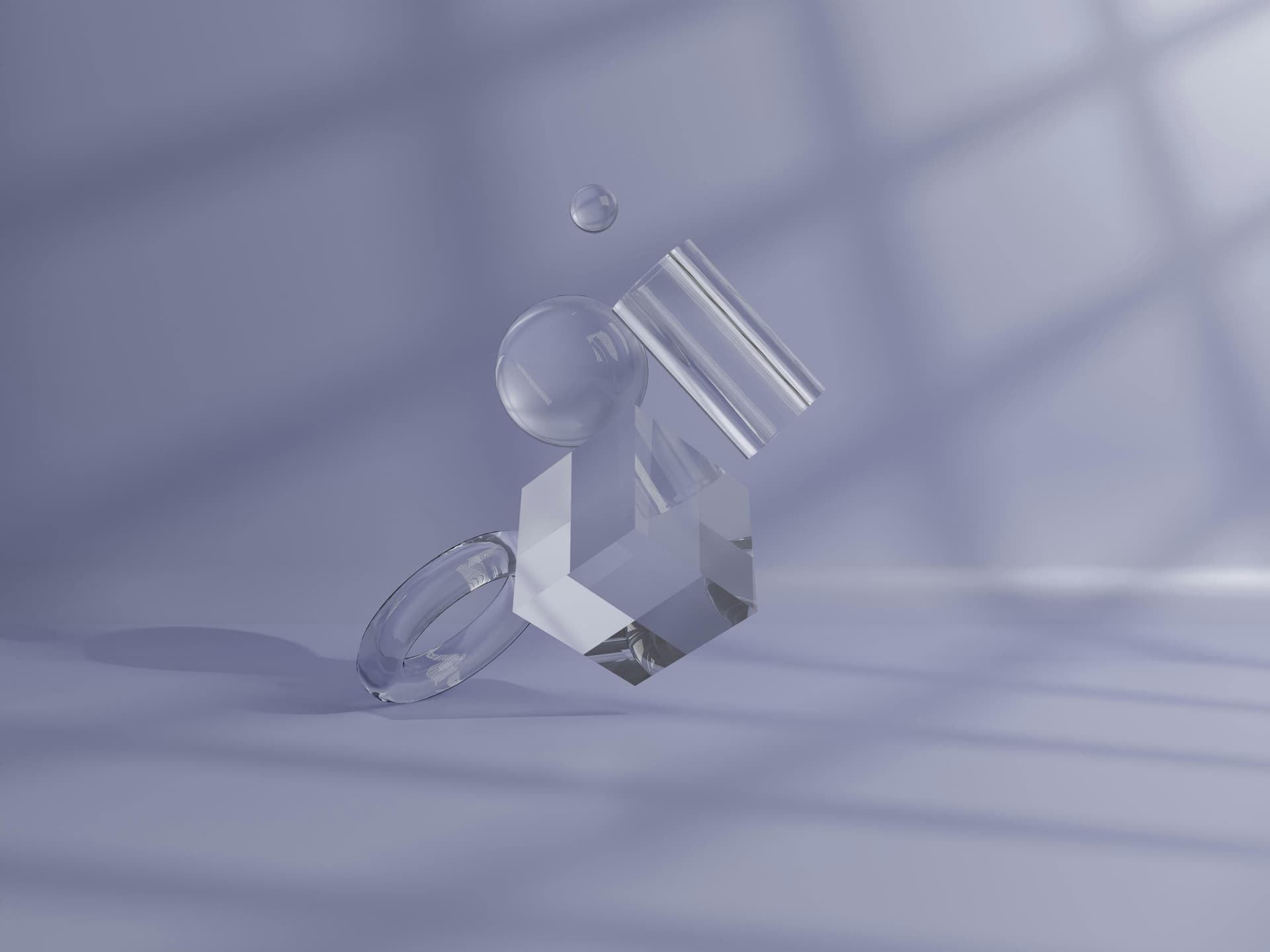 Transparent geometrical objects floating