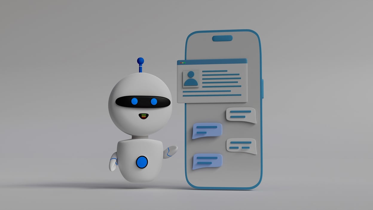 A cute little robot with a cute little robot phone.