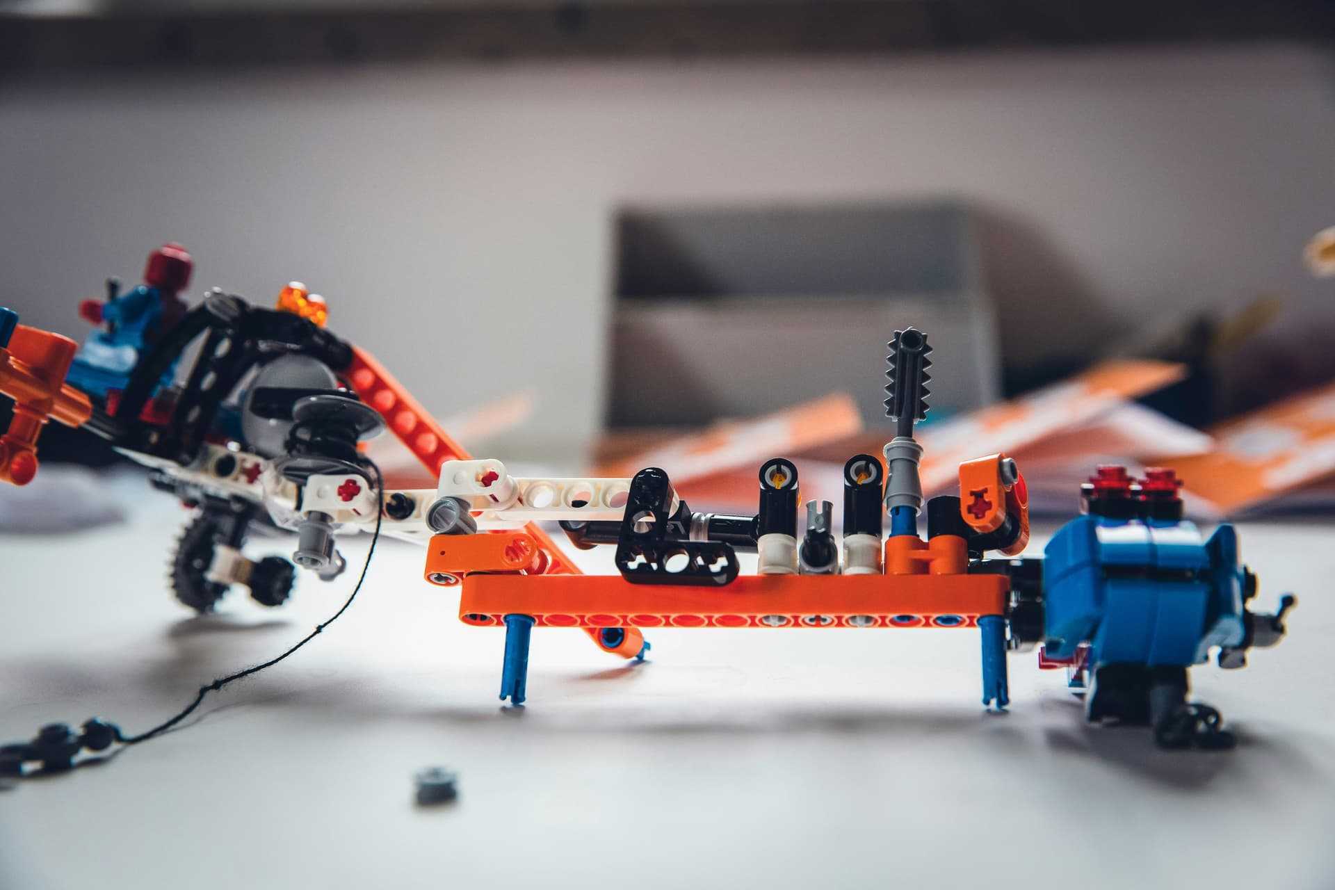 A contraption or toy made with unique Lego pieces