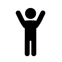 figure with arms raised